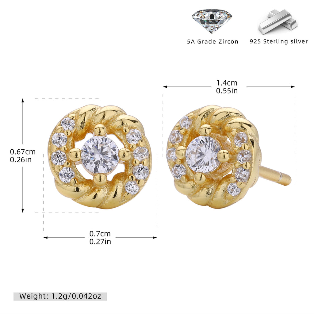 Damen Ohrstecker mit luxuriösem Zirkonbesatz aus 925 Sterlingsilber Shop Nory