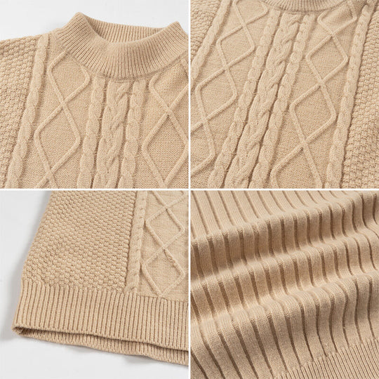 Herren Feinstrick-Rollkragenpullover mit Zopfmuster und gerippten Ärmeln Shop Nory