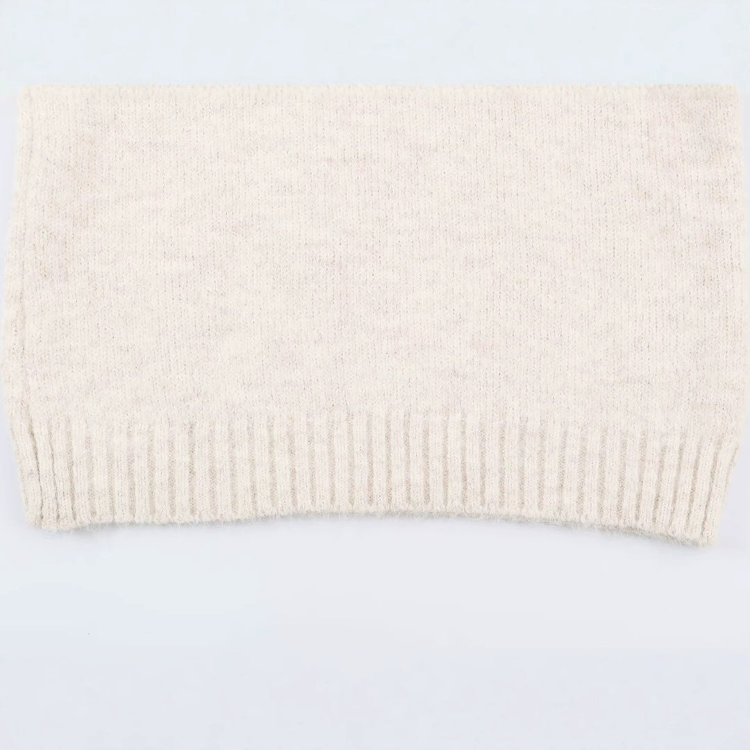 Damen Oversized Strickpullover mit hohem Rippkragen, Knopfdetail und V‑Ausschnitt Shop Nory