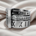Herren Ring mit künstlerischem römischen Ziffern-Design und funkelnden Zirkonia Shop Nory