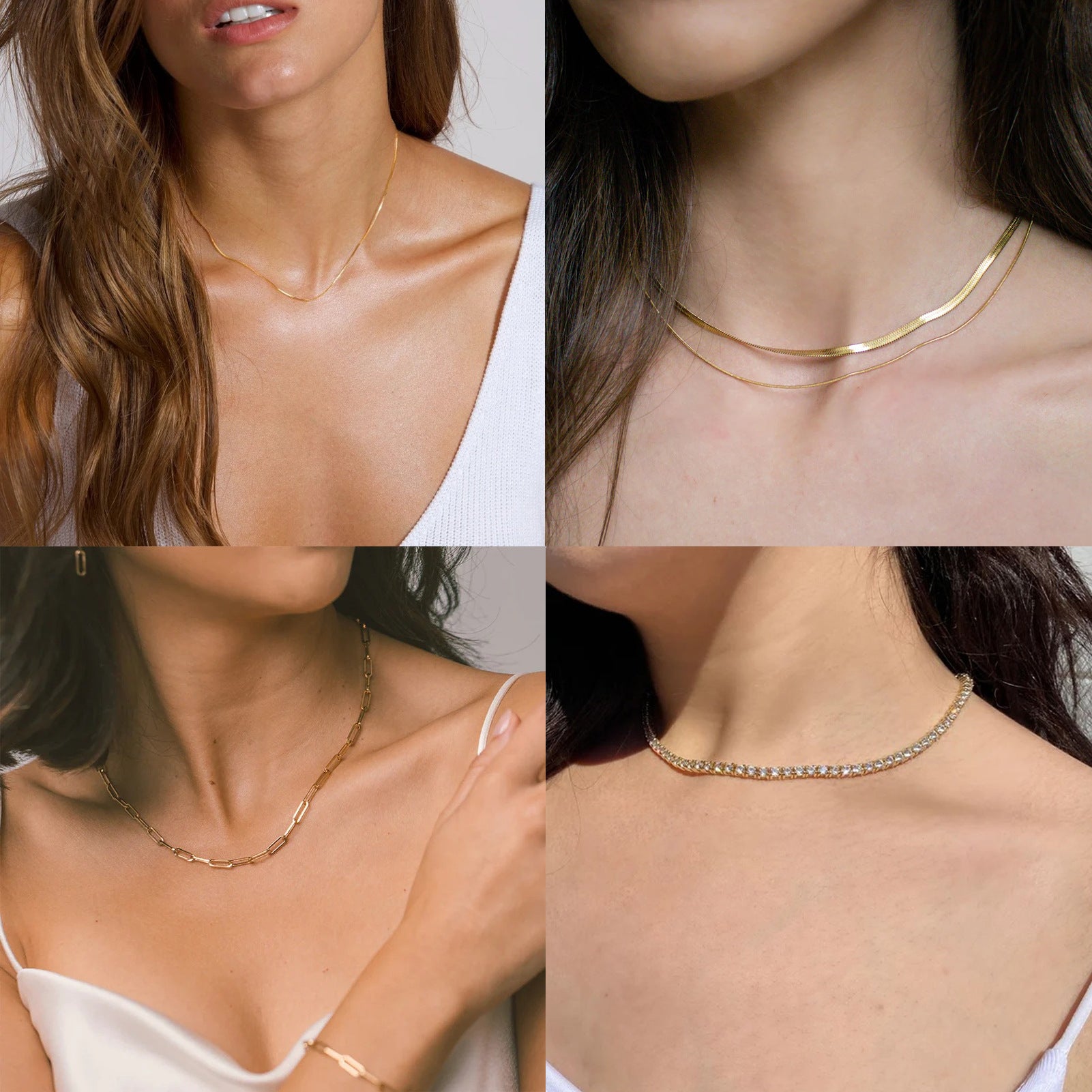 Damen mehrlagige Halskette mit funkelnden Kristallen und eleganten Kettendesigns Shop Nory