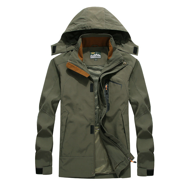 Herren wasserdichte Softshell-Outdoorjacke mit Kapuze, atmungsaktivem Mesh-Futter und verdeckten Reißverschlusselementen Shop Nory