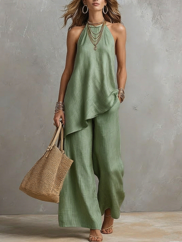 Damen luftiger Jumpsuit mit asymmetrischem Schnitt
