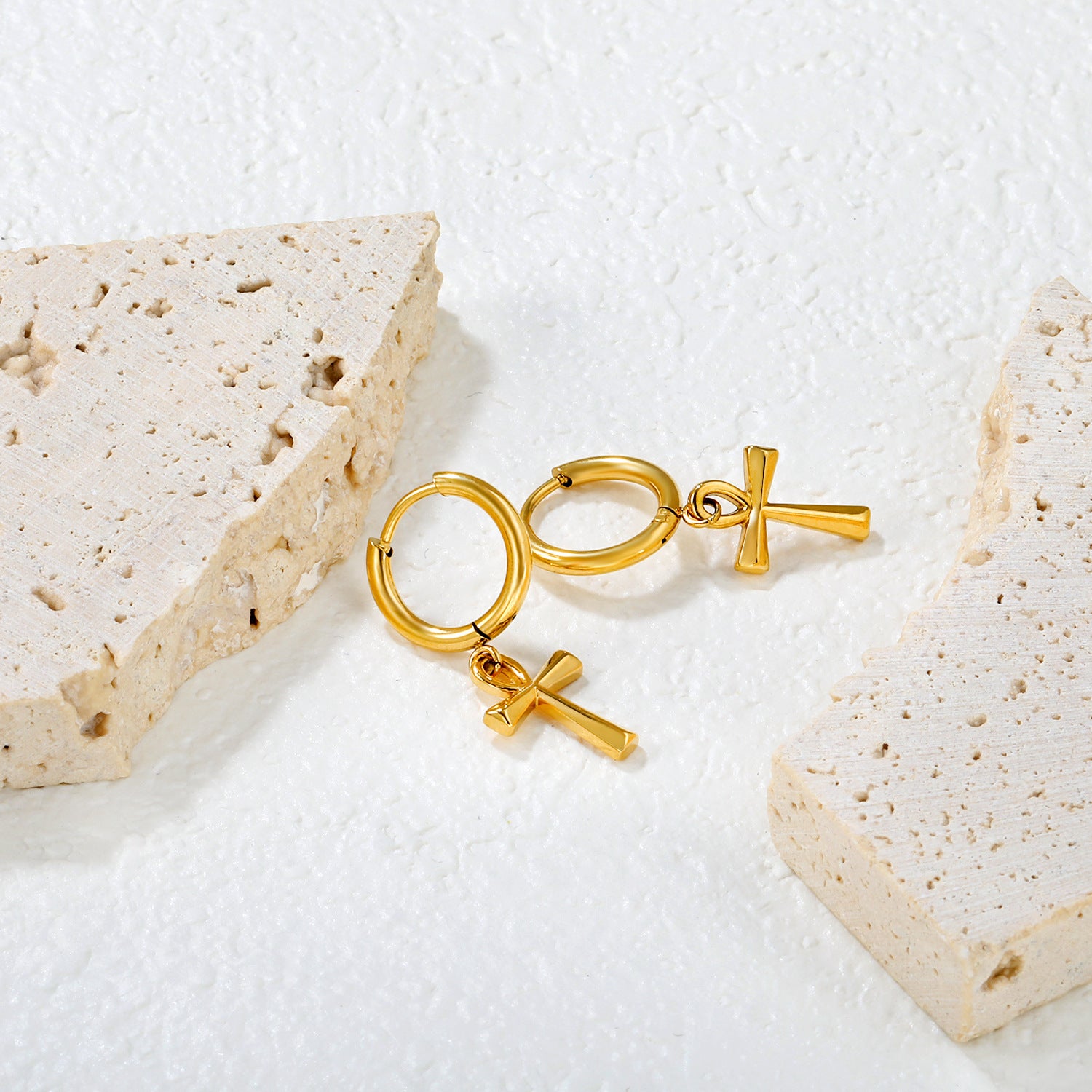 Damen Hängende Creolen mit künstlerischem Ankh-Anhänger Shop Nory