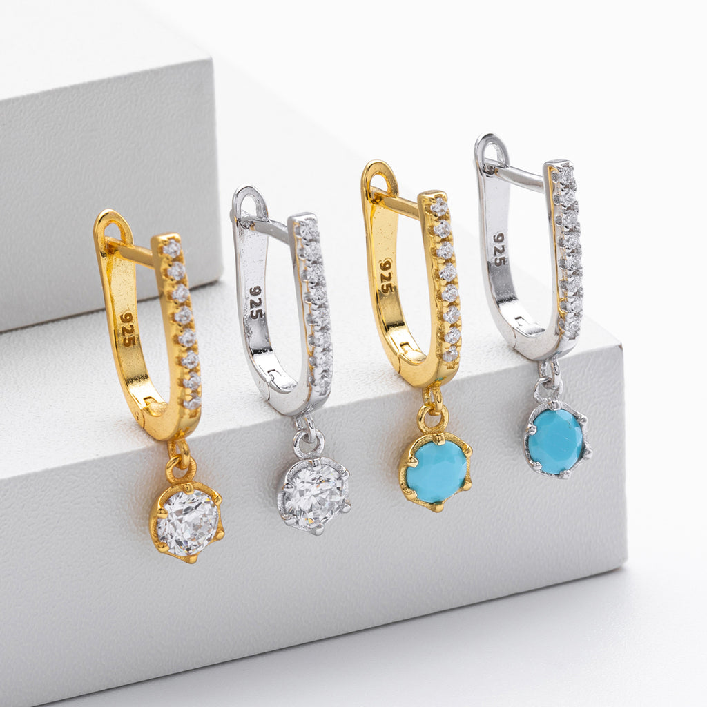 Damen Ohrhänger mit funkelndem Zirkonanhänger aus hochwertigem 925 Sterling Silber Shop Nory