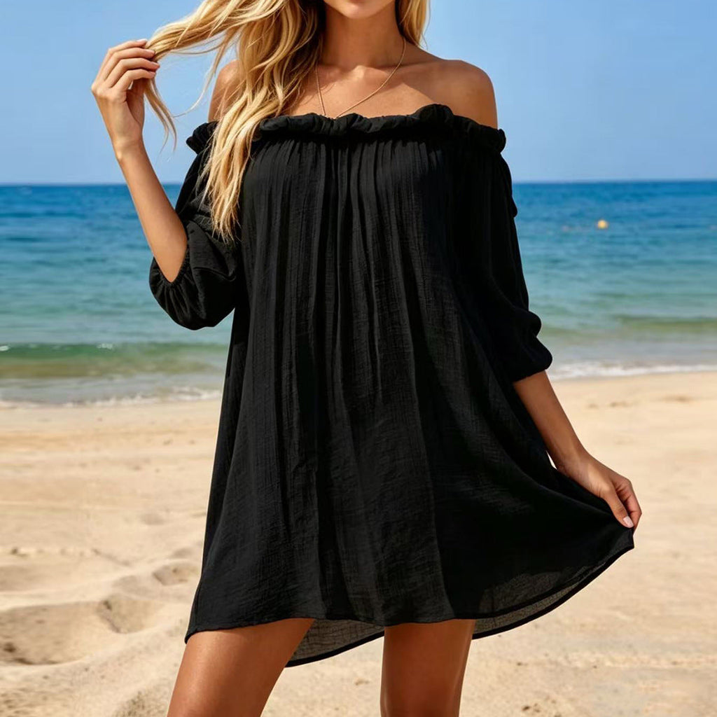 Damen Off-Shoulder Strandkleid