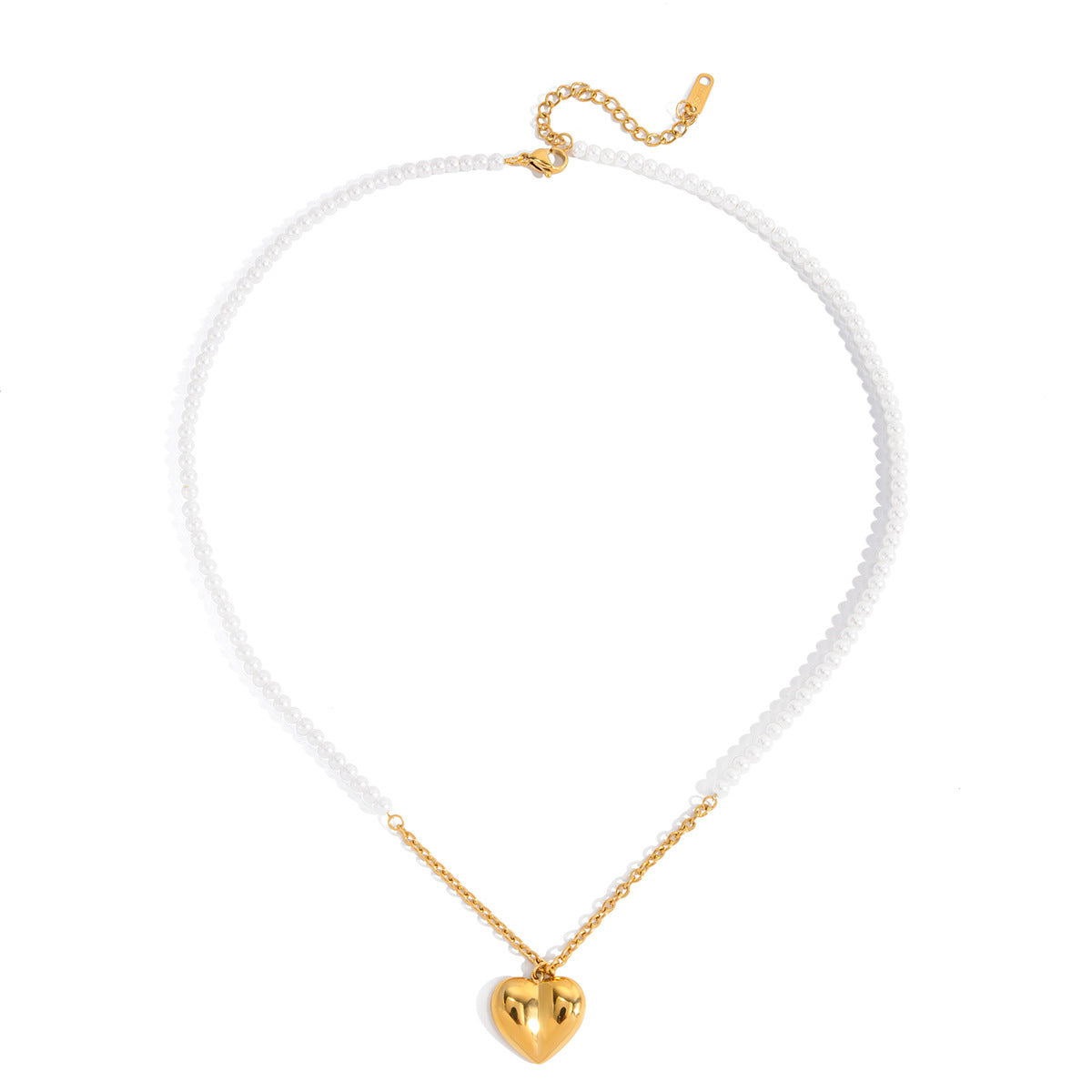 Damen Halskette mit herzförmigem Anhänger und eleganter Perlenverzierung Shop Nory