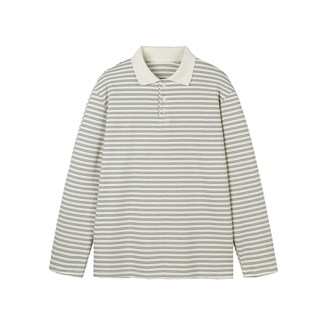 Herren Langarm-Poloshirt im Streifen-Jersey mit Henley-Knopfleiste Shop Nory
