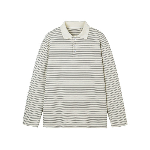 Herren Langarm-Poloshirt im Streifen-Jersey mit Henley-Knopfleiste Shop Nory