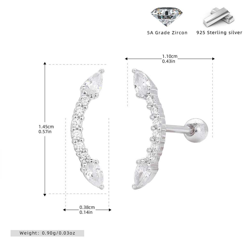 Damen Ohrstecker mit funkelnden Zirkonstein-Elementen aus 925 Sterling Silber Shop Nory