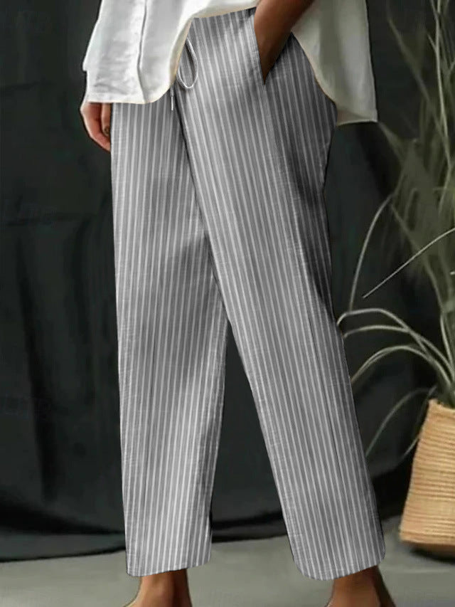 Damen Freizeithose mit gestreiftem Design und komfortablem Bund