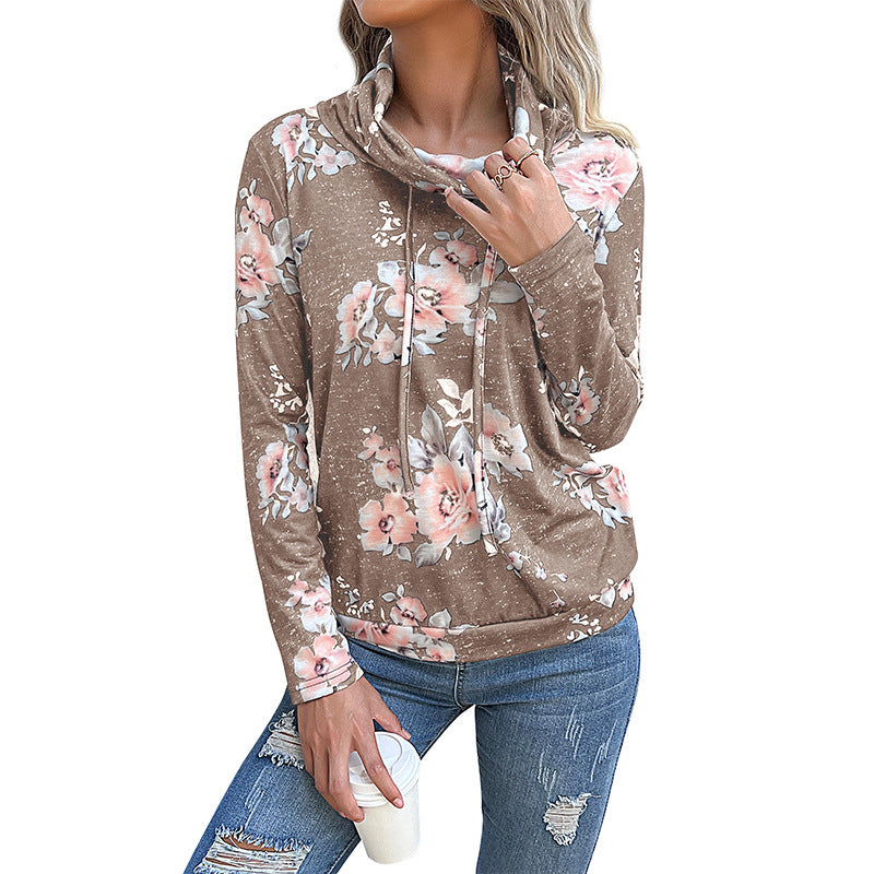 Damen Schlauchkragen-Sweatshirt mit floralem Alloverprint und Kordelzug Shop Nory