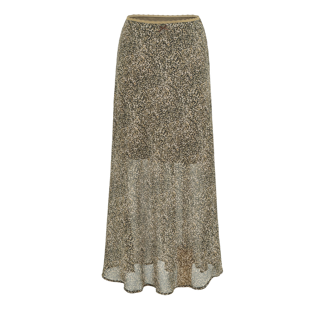 Damen Leichter Midirock aus Chiffon mit Leoprint und elastischem Bund Shop Nory