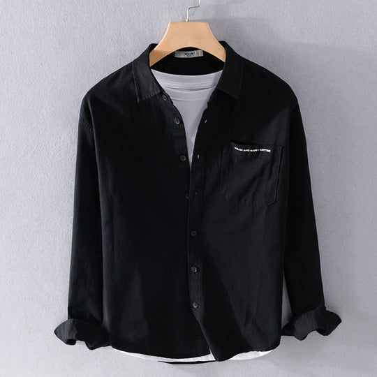 Herren Leichtes Baumwoll-Langarmhemd im Overshirt‑Stil mit Pattentasche und kontrastreichen Knöpfen Shop Nory