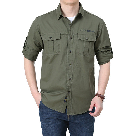 Herren robustes Overshirt aus Baumwoll-Canvas mit Brustpattentaschen Shop Nory