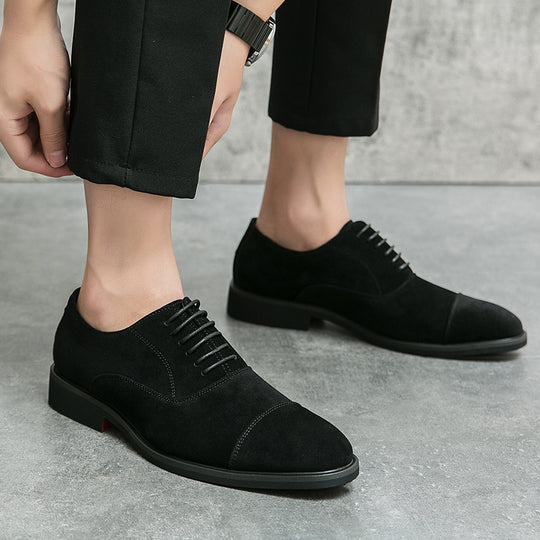 Herren elegante Veloursleder Oxford-Halbschuhe mit Kaptoefen-Detail, gepolstertem Komfortfußbett und rutschfester Gummisohle Shop Nory
