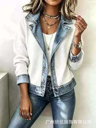 Damen Modischer Denim-Mix Blazer Shop Nory