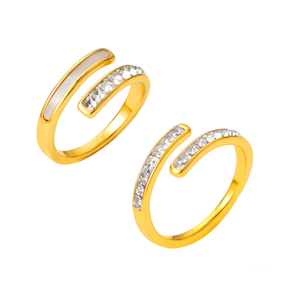 Damen Offene Kristall-Akzent Ringe Shop Nory