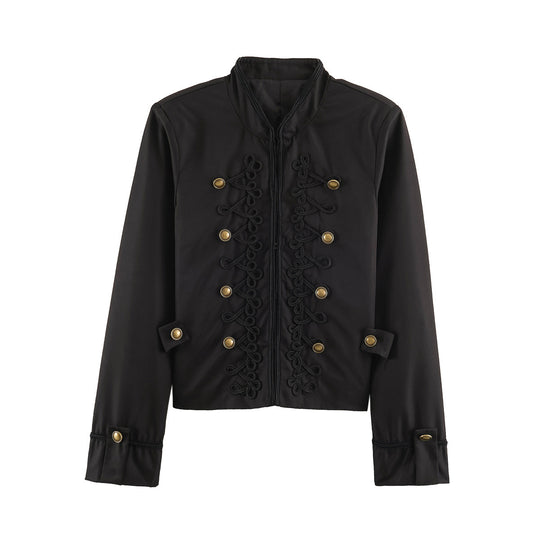 Damen Cropped Jacke im Matrosen‑Militär‑Mix mit Zierkordeln und Messingknöpfen Shop Nory