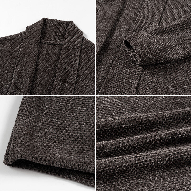 Herren offener Strickmantel mit weitem Fallendem Schalkragen und aufgesetzten Eingrifftaschen Shop Nory