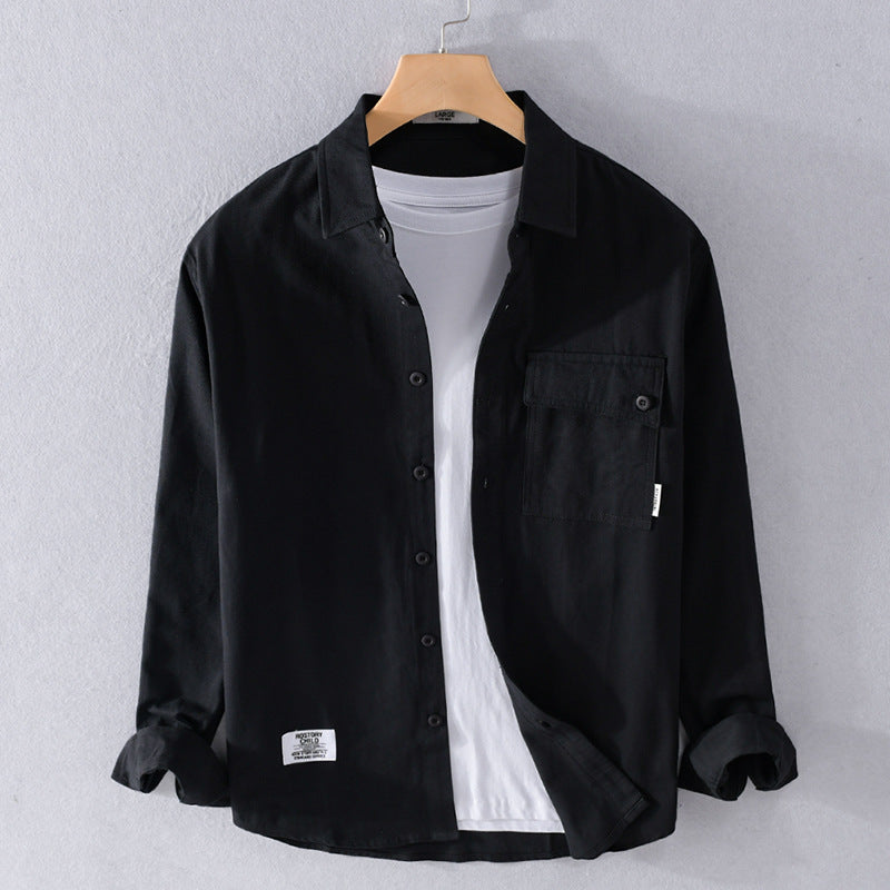 Herren Lockeres Hemdjacken-Overshirt aus Soft‑Twill mit integriertem Layer‑T‑Shirt und aufgesetzter Brusttasche Shop Nory
