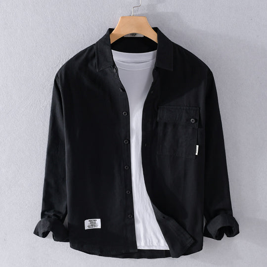 Herren Lockeres Hemdjacken-Overshirt aus Soft‑Twill mit integriertem Layer‑T‑Shirt und aufgesetzter Brusttasche Shop Nory