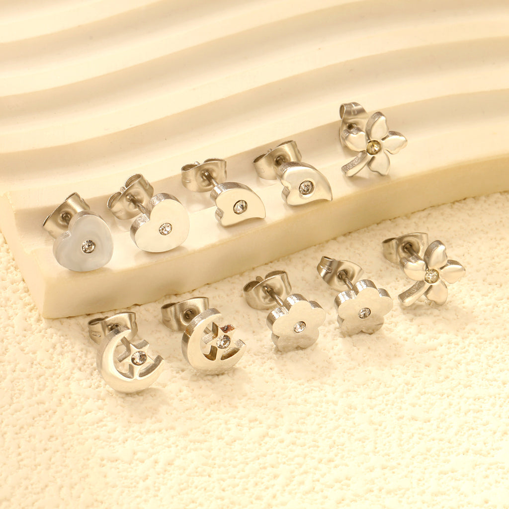 Damen Ohrstecker Set aus hypoallergenem Edelstahl mit funkelnden Zirkonia Shop Nory