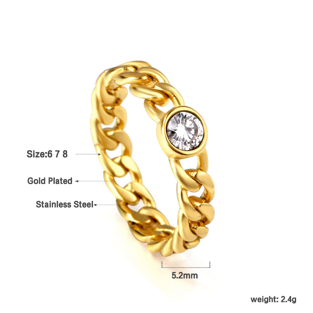Damen Zierlicher Ring mit funkelndem Zirkonia und hochwertiger goldplattierter Edelstahl-Oberfläche Shop Nory