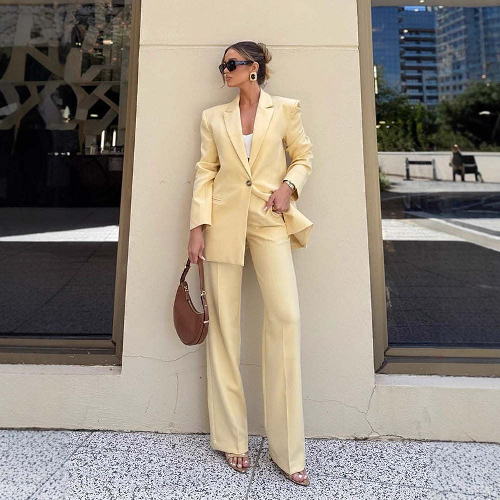 Damen Eleganter Oversize-Blazer mit hoher Taille und weiter Schlaghose Shop Nory