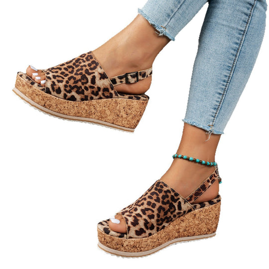 Damen Keilabsatz-Sandalen mit verstellbarem Riemen und komfortablem Fußbett Shopnory