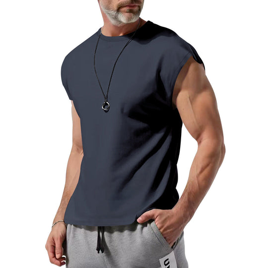 Herren nan athletisches abgeschnittenes Tanktop mit breiten Armöffnungen und Rundhalsausschnitt