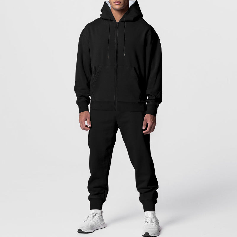 Herren nan zweiteiliges Trainingsset mit durchgehendem Reißverschluss, doppellagiger Kapuze und tapered Jogginghose Shop Nory