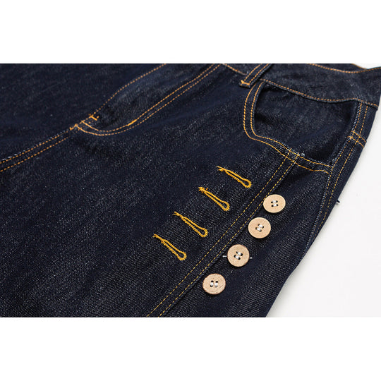 Damen Weite High‑Waist Jeanshose mit Ballon‑Silhouette und seitlichen Zierknöpfen Shop Nory