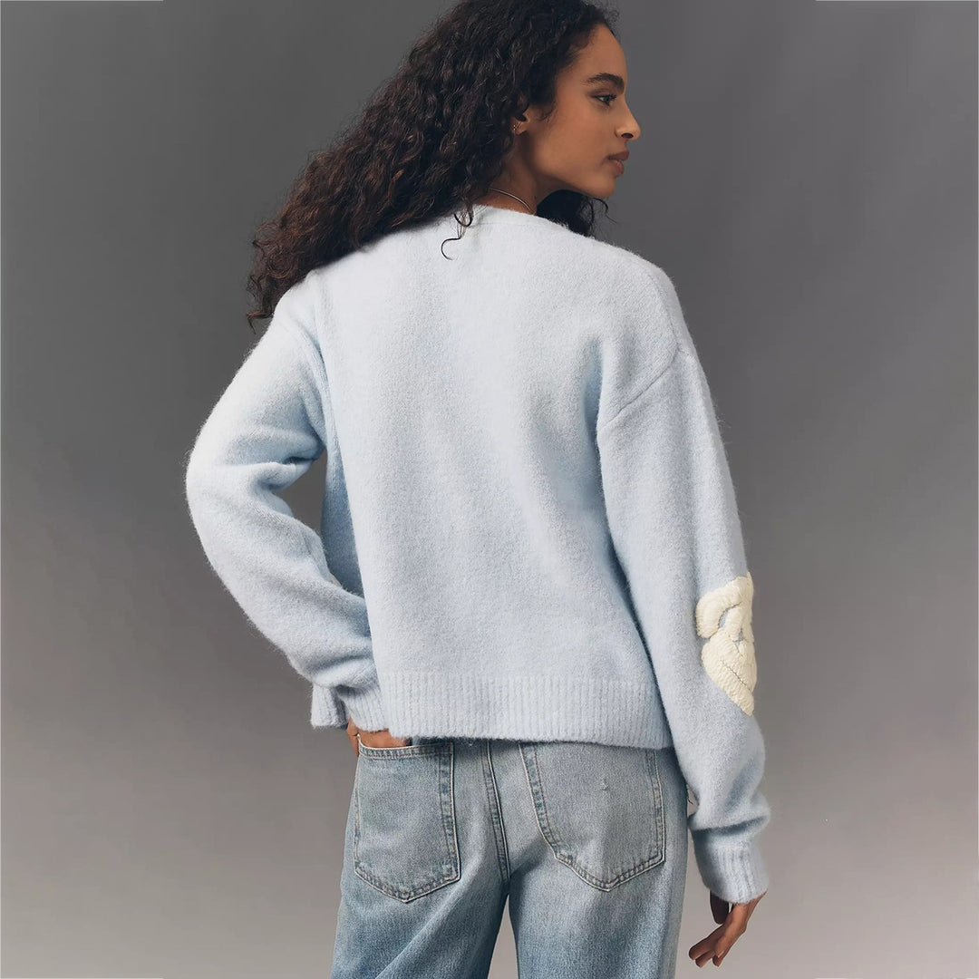 Damen Kuscheliger Mohair-Cardigan mit Zierblumen-Applikationen Shop Nory