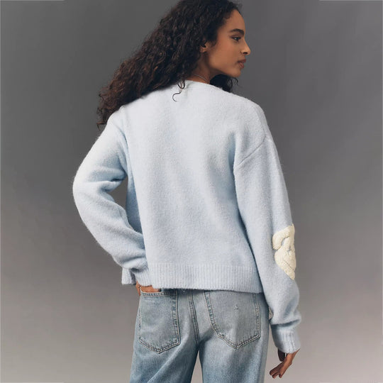 Damen Kuscheliger Mohair-Cardigan mit Zierblumen-Applikationen Shop Nory