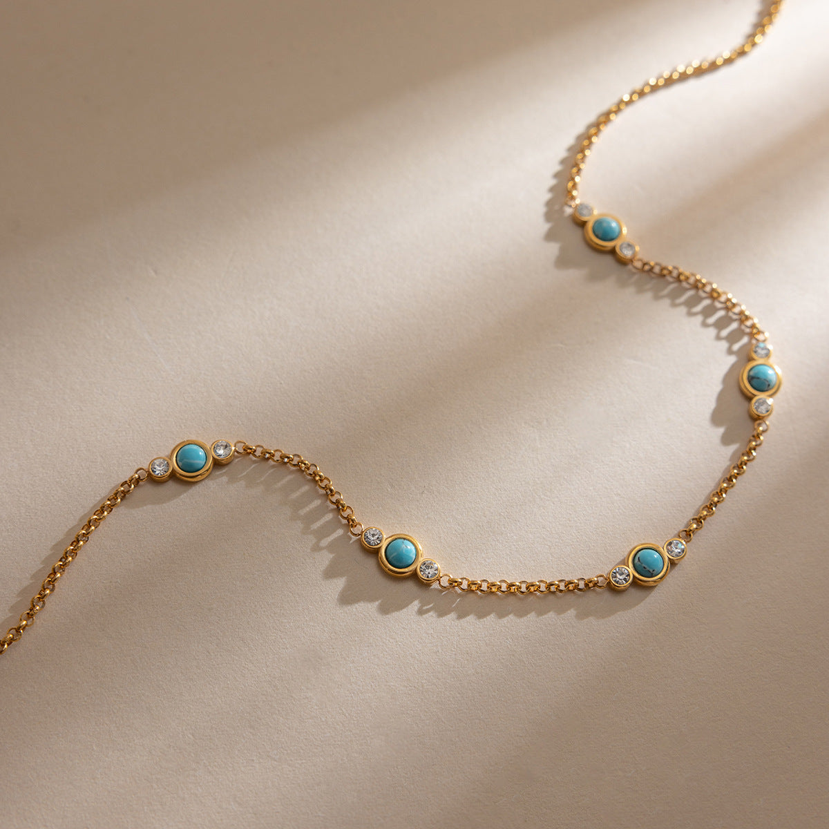Damen Halskette mit elegantem turquoise und zirkonia Akzent Shop Nory