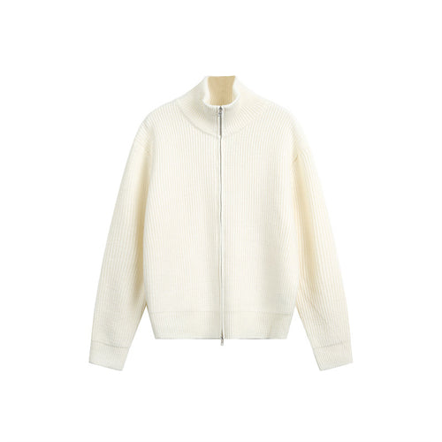 Damen Grobstrick-Zipjacke mit Stehkragen und Zwei-Wege-Reißverschluss Shop Nory