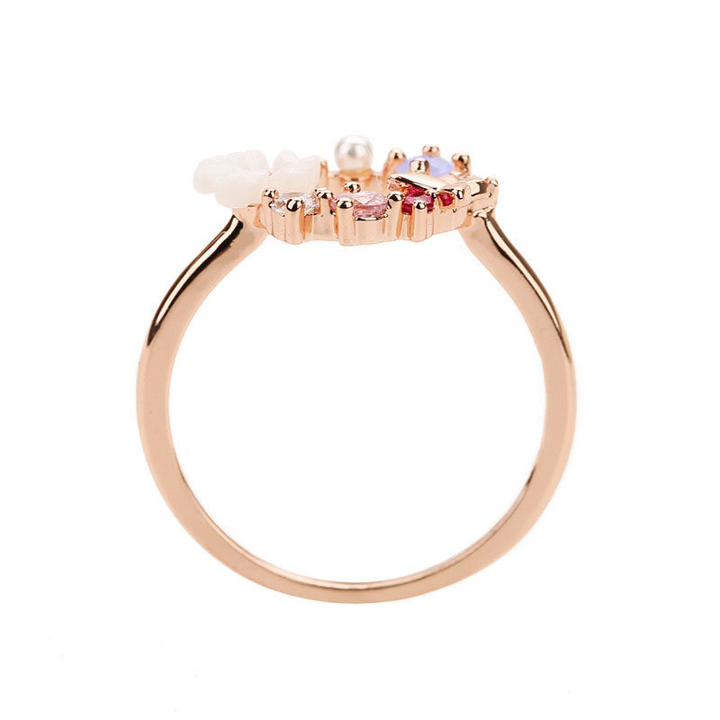 Damenring mit floralen Akzenten aus hochwertigen Kristallen Shop Nory