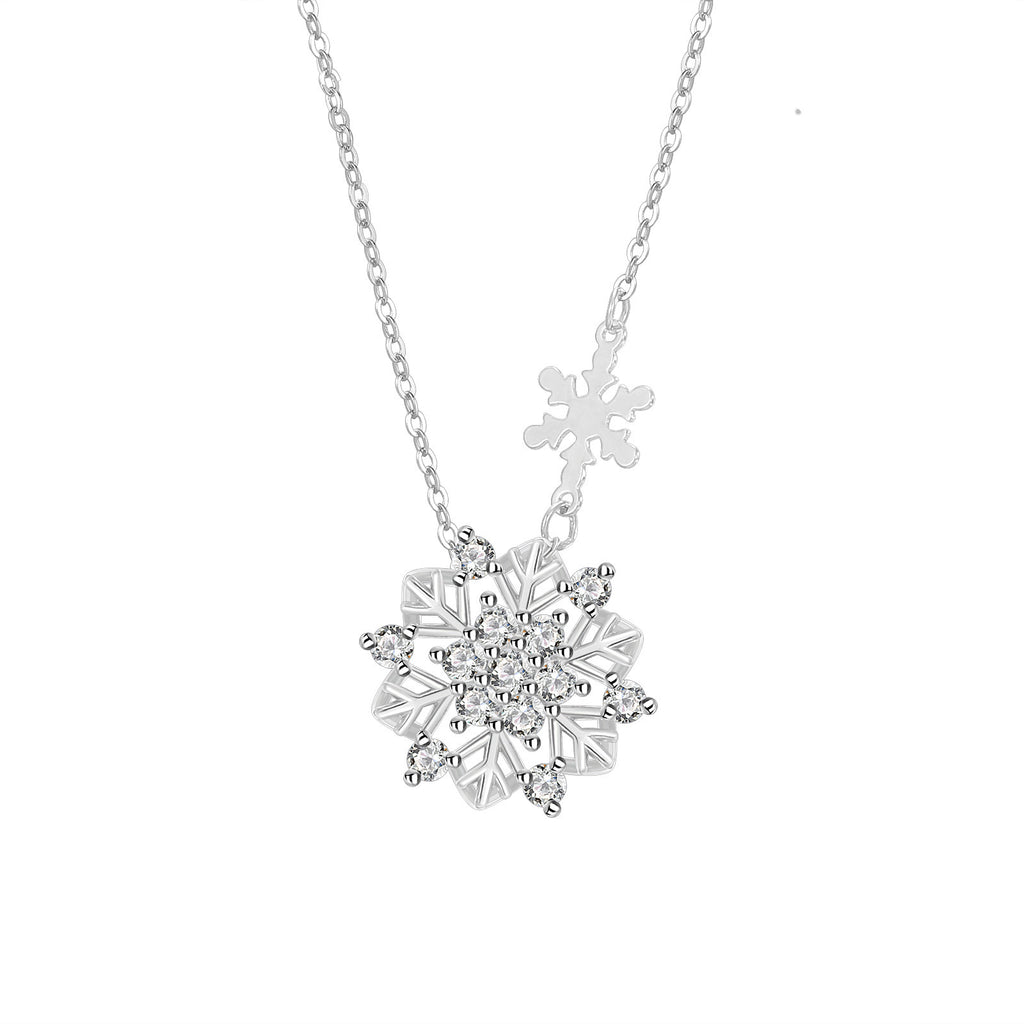 Damen elegante Halskette mit filigranem Schneeflocken-Anhänger und funkelnden Zirkonia Shop Nory