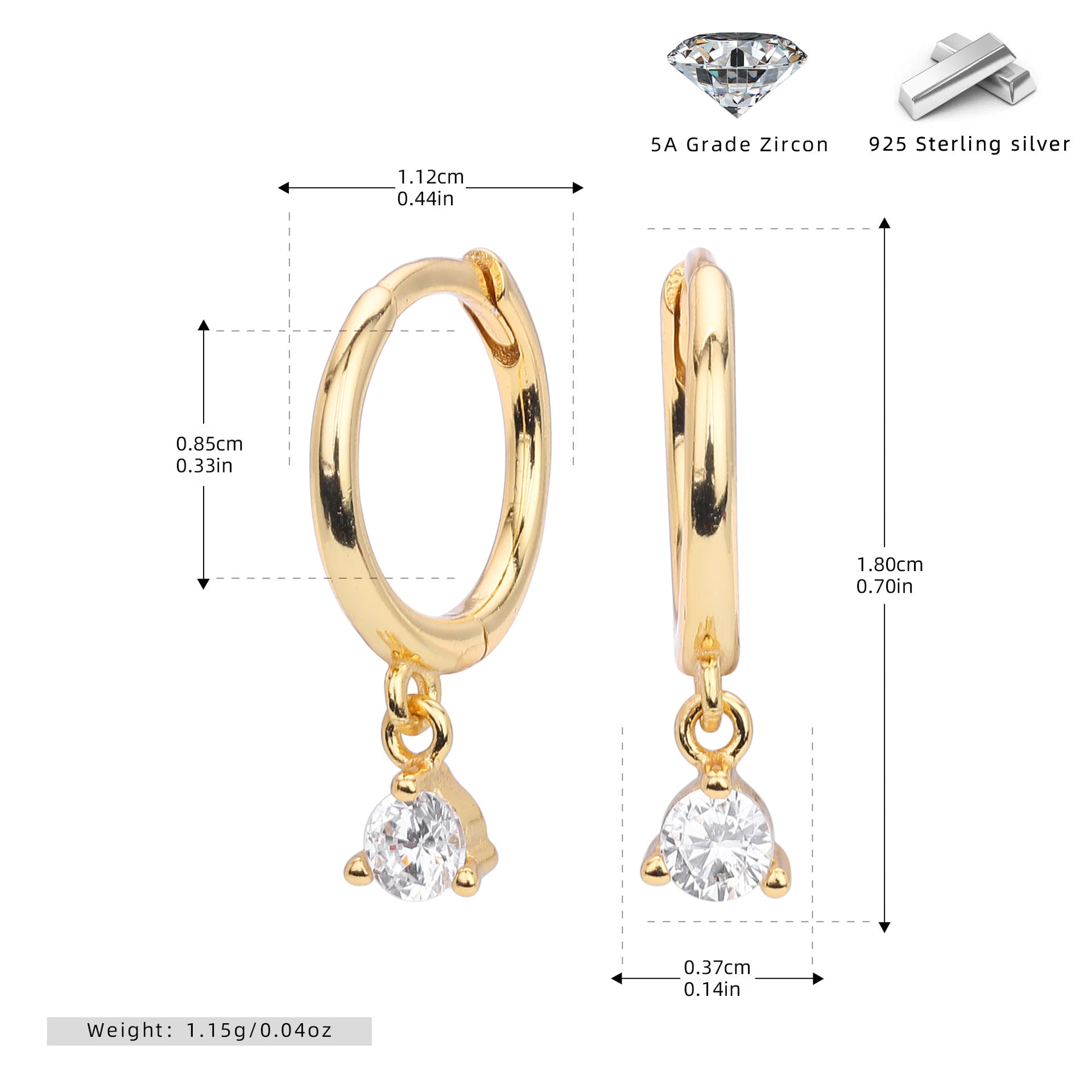 Damen Ohrhänger mit funkelnden Zirkon-Anhängern aus hochwertigem 925 Sterling Silber Shop Nory