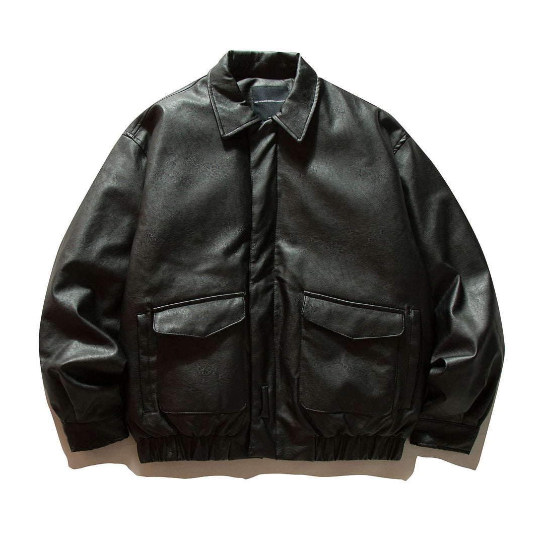 Herren Boxy Kunstleder-Blouson mit Pattentaschen und elastischem Saum Shop Nory