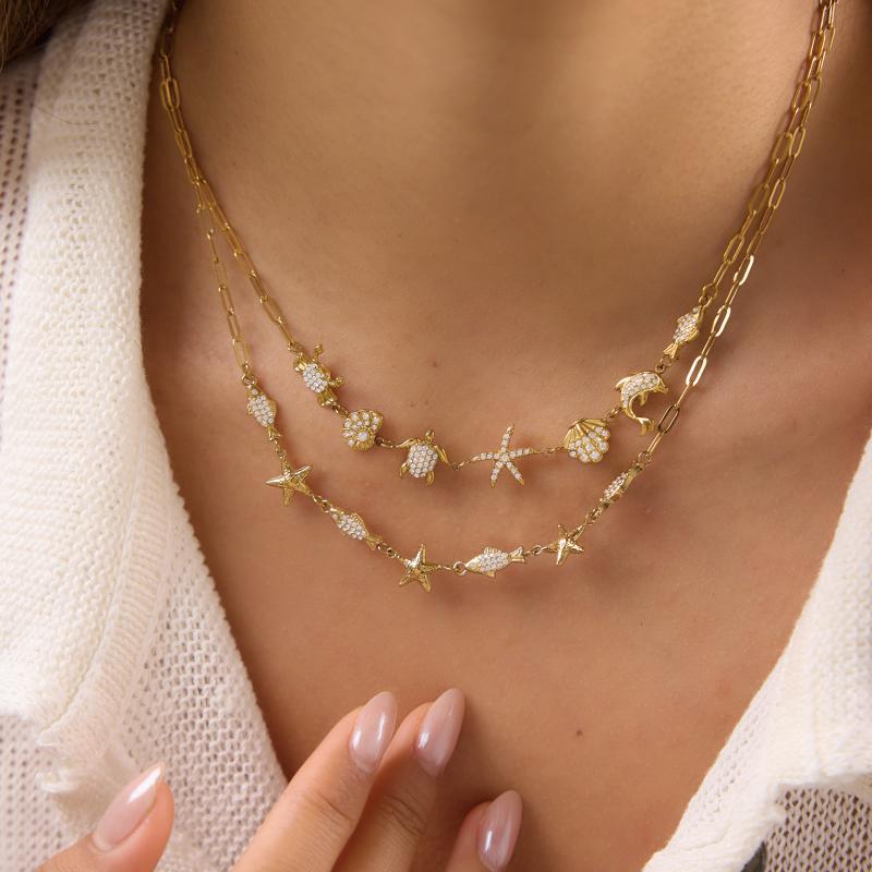Damen elegante Halskette mit maritimen Tiermotiven und hypoallergenem Edelstahl Shop Nory