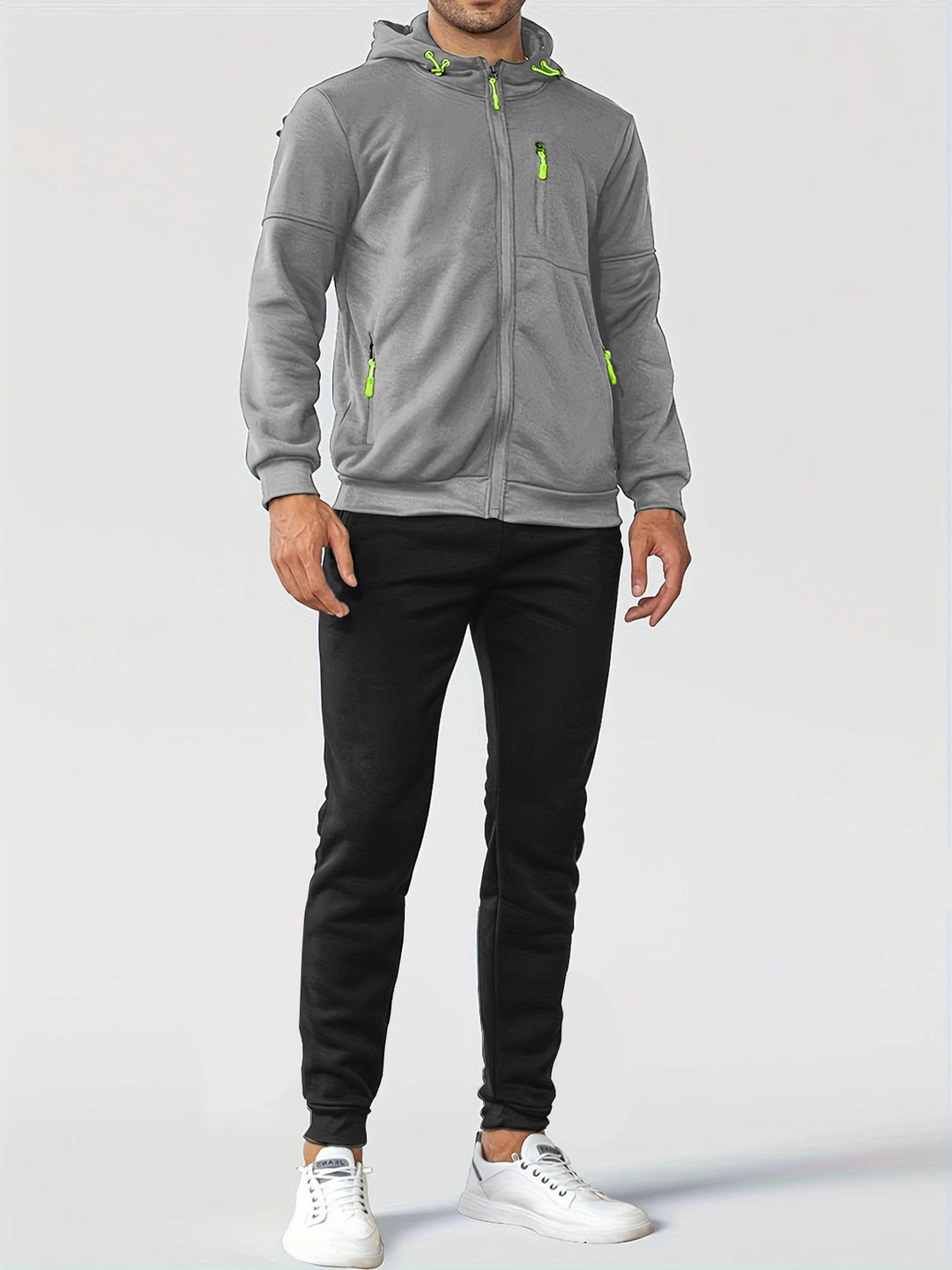 Herren technische Kapuzenjacke mit durchgehendem Frontreißverschluss, Brusttasche mit Reißverschluss und elastischen Bündchen Shop Nory