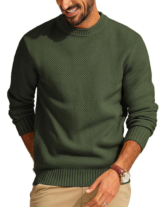 Herren Waffelstrick-Pullover mit Rundhalsausschnitt Shop Nory