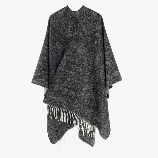 Damen Oversized Strickponcho mit Fransensaum Shop Nory