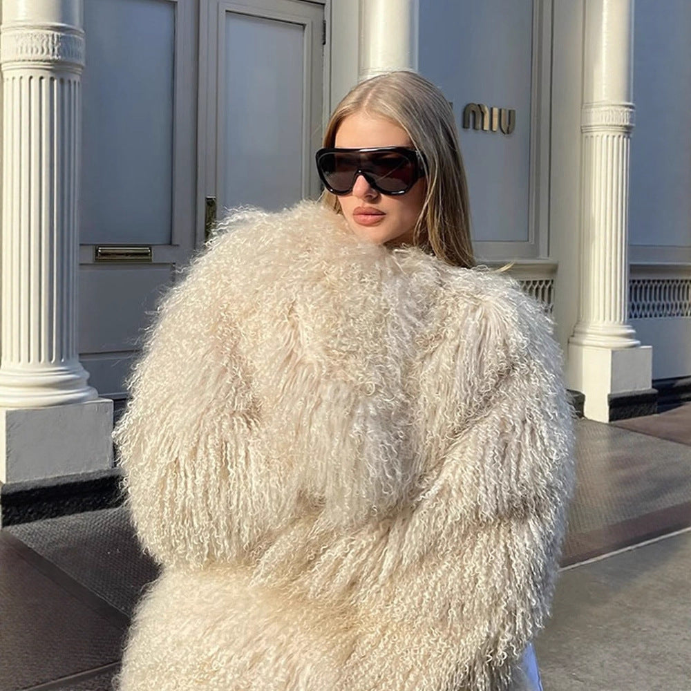 Damen Extravaganter Oversize-Fauxfur-Mantel mit langfloriger Lockenstruktur Shop Nory