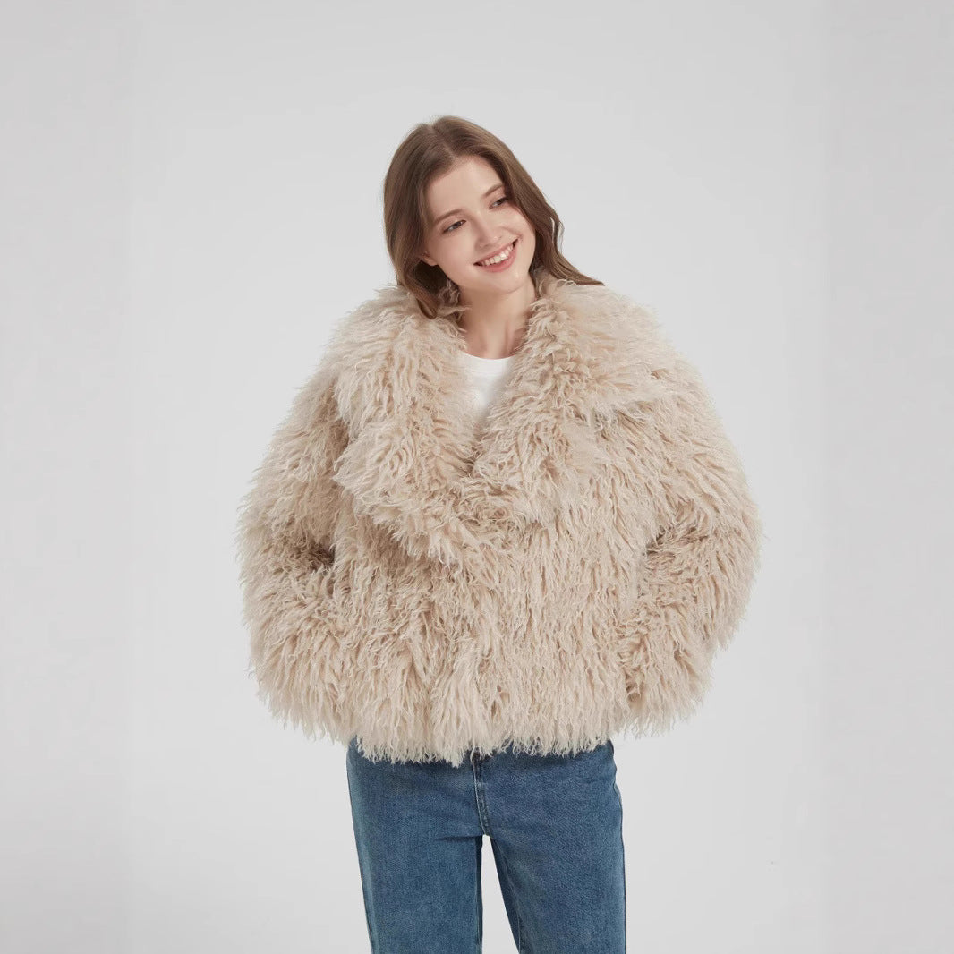 Damen Kurzboxiger Kunstpelz‑Bolero mit langflorigem Hochflor und voluminösem Schalkragen Shop Nory