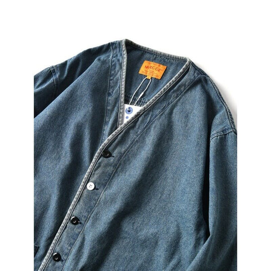 Herren Denim-Chorejacke im Worker-Look mit V-Ausschnitt und aufgesetzten Taschen Shop Nory