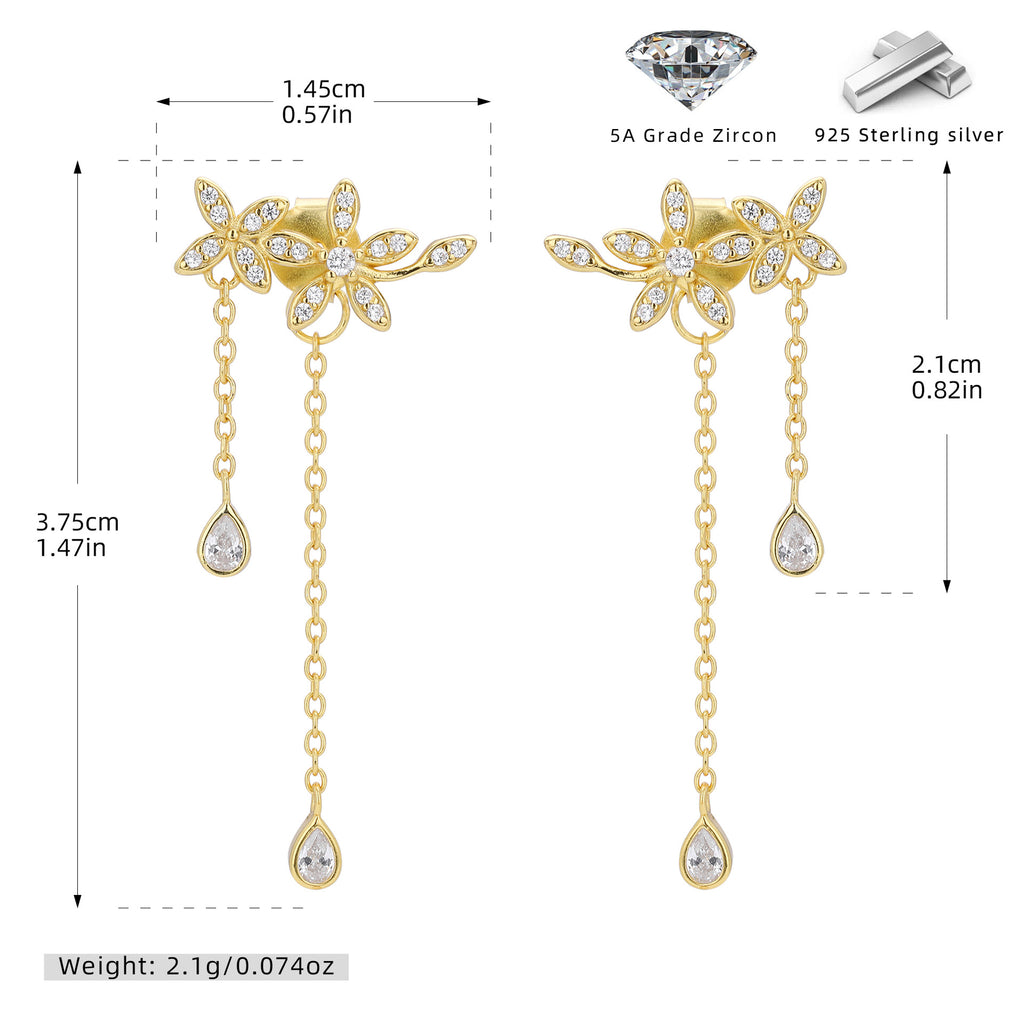 Damen Ohrhänger mit floralem Design und funkelnden Zirkonanhängern Shop Nory