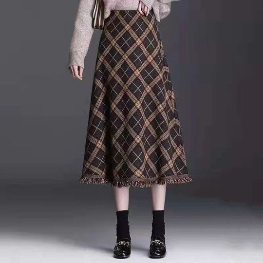 Damen Eleganter Karierter Midirock Shop Nory